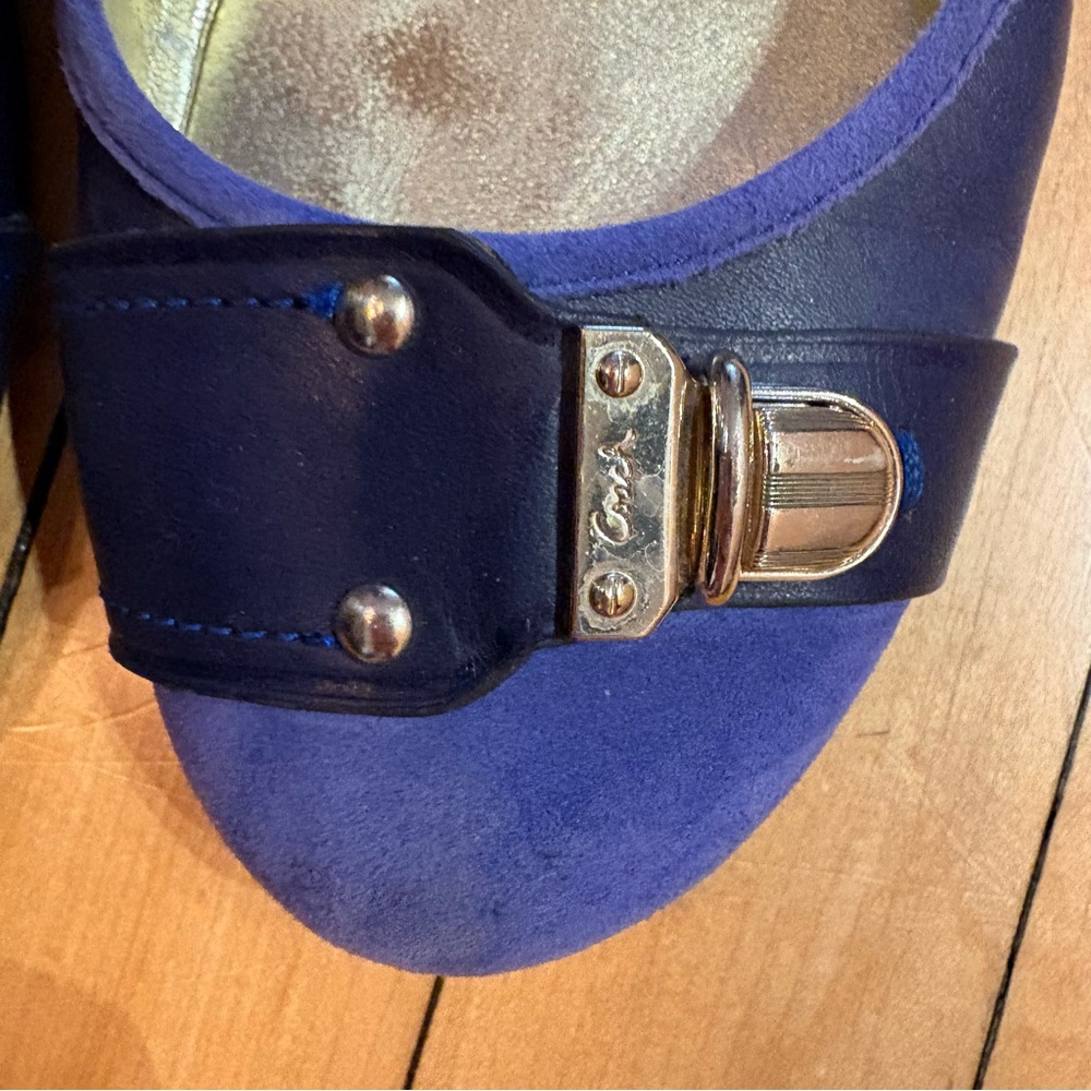 Coach Blue/Purple Suede & Leather Ballet Flats with Buckle - Picture 2 of 5